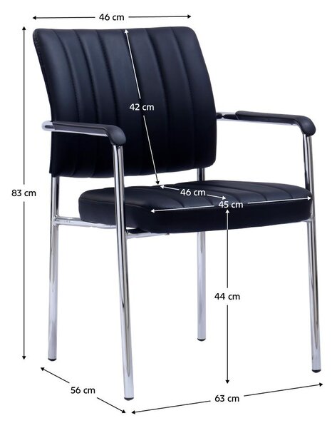 Scaun conferință Flos (piele ecologică negru + crom). 1119352