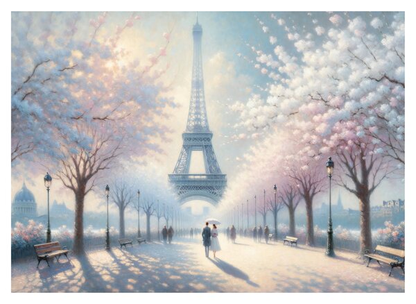Tablou pe sticlă - Pictură din Paris (70x50 cm)