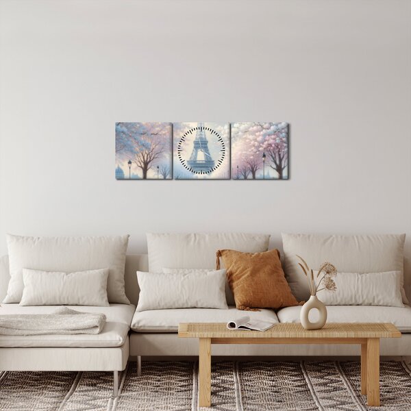 Tablou - Pictură din Paris (cu ceas) (90x30 cm)