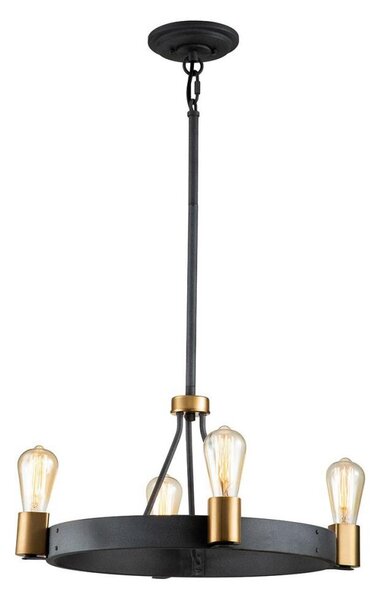 Quintiesse QN-SILAS-4P-DZ - Lustră cu tijă SILAS 4xE27/60W/230V, negru/auriu