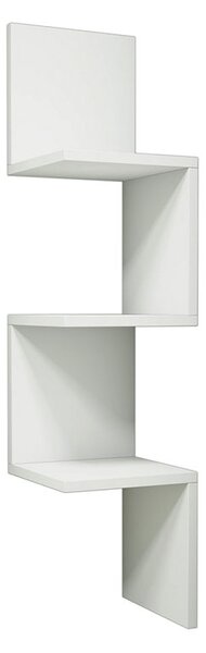 Etajera de colt de perete Insterra din melamina alba, 25x25x105,5 cm
