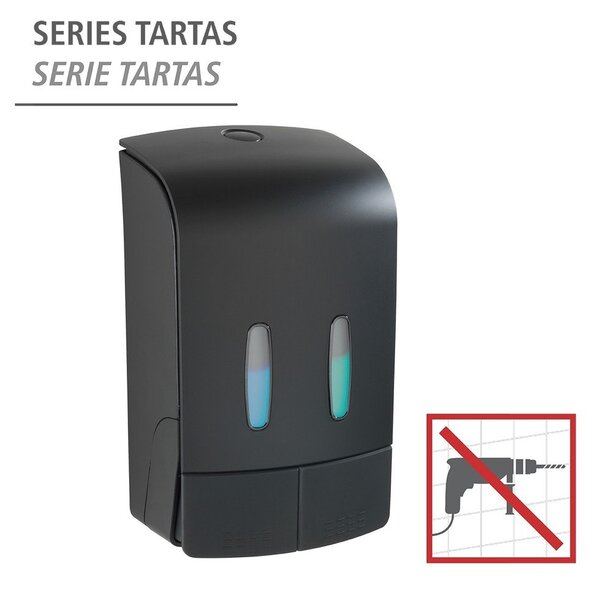 Dozator de săpun lichid negru de montat pe perete din plastic 0.96 l Tartas – Wenko