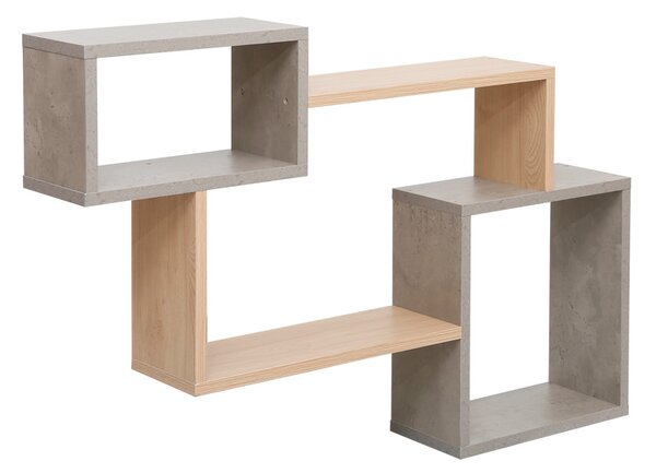 Etajera de perete Beldara din PAL melaminat, finisaj natural-gri ciment, 84x15x57.8 cm