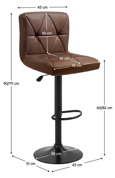 Scaun bar Seley (piele ecologică maro + negru). 1119381