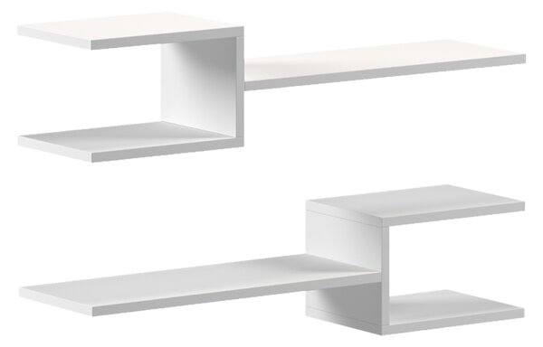 Set 2 etajere de perete Sumpora din PAL melaminat, alb, 65x20x18 cm
