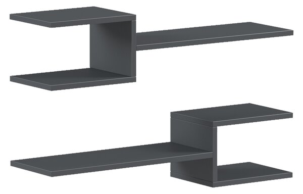 Set 2 etajere de perete Sumpora din PAL melaminat, antracit, 65x20x18 cm