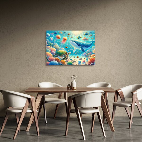 Tablou pe sticlă - Lumea sub apă (70x50 cm)