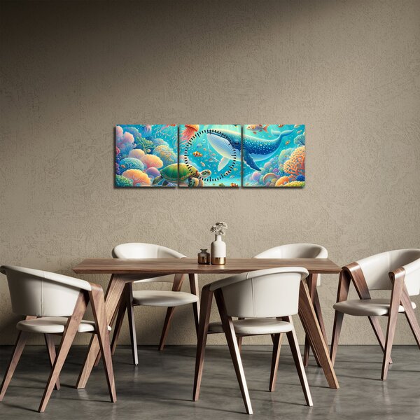 Tablou - Lumea sub apă (cu ceas) (90x30 cm)