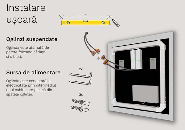SMART oglindă LED cu iluminare M24 + SmartScreen with Google Chromecast
