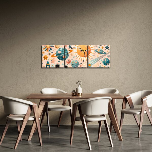 Tablou - Fragmente din spațiu (cu ceas) (90x30 cm)