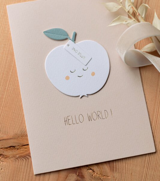 Felicitare din hartie pentru nasterea copilului HELLO WORLD