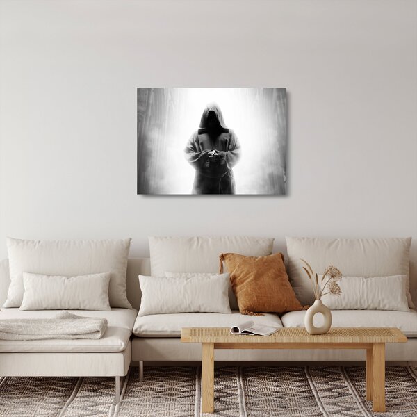 Tablou pe sticlă - Un călugăr într-o mănăstire (70x50 cm)