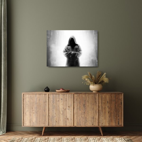 Tablou pe sticlă - Un călugăr într-o mănăstire (70x50 cm)