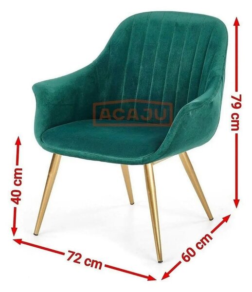 Fotoliu ELEGANCE 2, verde inchis/auriu, stofa/otel, 72x60x79 cm