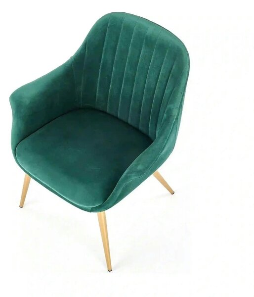 Fotoliu ELEGANCE 2, verde inchis/auriu, stofa/otel, 72x60x79 cm