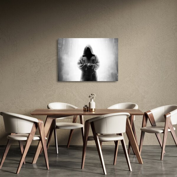 Tablou pe sticlă - Un călugăr într-o mănăstire (70x50 cm)