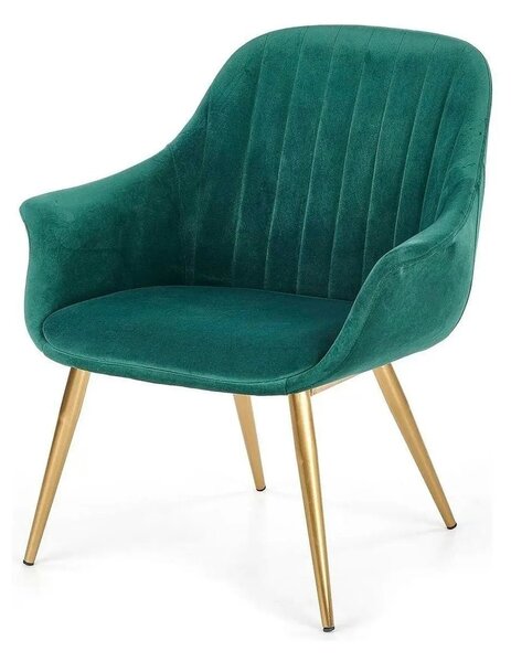 Fotoliu ELEGANCE 2, verde inchis/auriu, stofa/otel, 72x60x79 cm