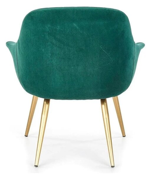 Fotoliu ELEGANCE 2, verde inchis/auriu, stofa/otel, 72x60x79 cm