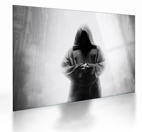 Tablou pe sticlă - Un călugăr într-o mănăstire (70x50 cm)