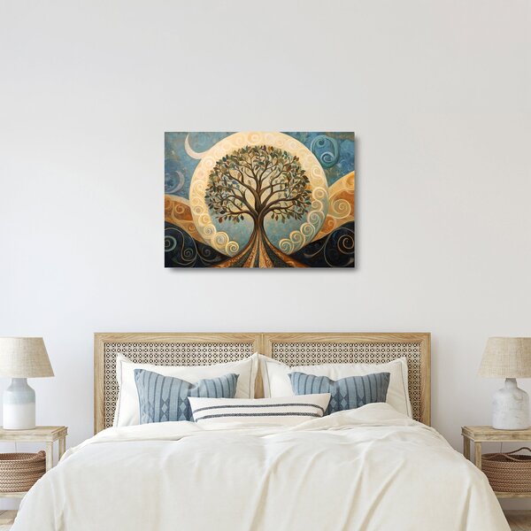 Tablou pe sticlă – Arborele vieții și spirale (70x50 cm)
