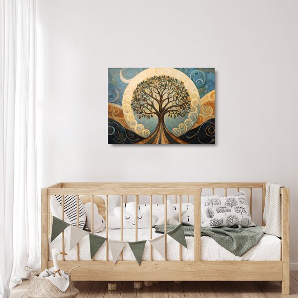 Tablou pe sticlă – Arborele vieții și spirale (70x50 cm)