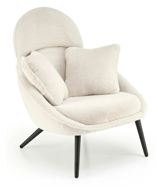 Scaun de relaxare modern MERRY, crem, stofa/otel, 80x90x95 cm