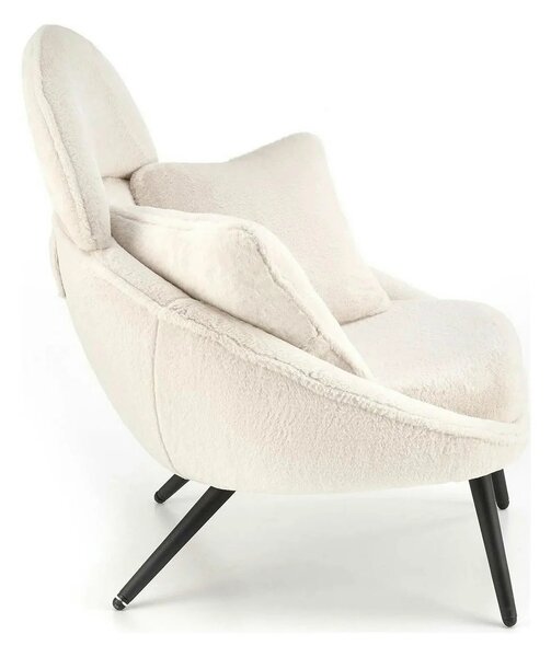 Scaun de relaxare modern MERRY, crem, stofa/otel, 80x90x95 cm