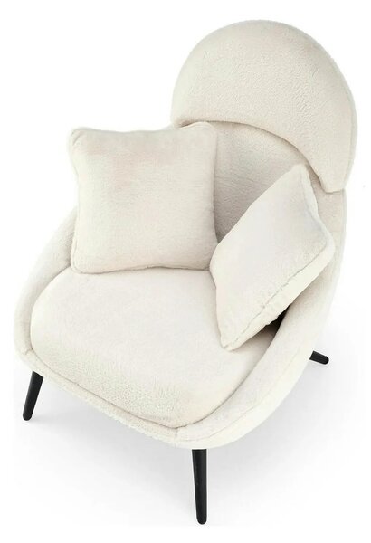 Scaun de relaxare modern MERRY, crem, stofa/otel, 80x90x95 cm