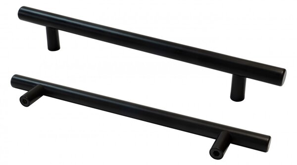Maner metalic cilindric pentru mobilier, model FI 12, stil modern/minimalist, Distanta dintre gauri = 96 | 128 | 160 | 256 mm, finisaj negru mat