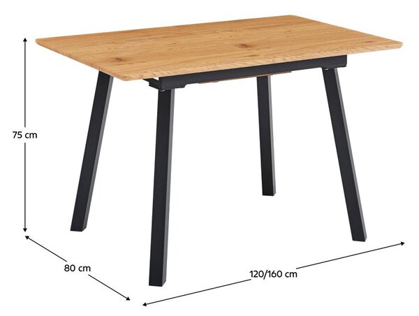 Masă sufragerie Dylan (stejar + negru) (pentru 4 până la 6 persoane). 1119481