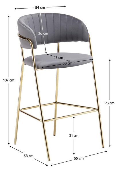 Scaun bar Dasmona 2 (gri maro + gold crom auriu). 1119484