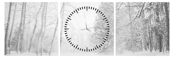 Tablou - Pier de lemn în timpul iernii (cu ceas) (90x30 cm)