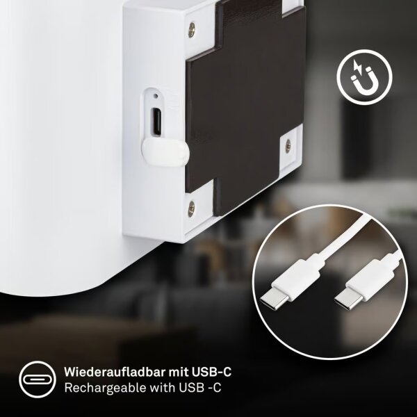 Briloner 3878016 - Aplică de perete LED reîncărcabilă cu senzor CHAT LED/3W/5V 2000 mAh albă