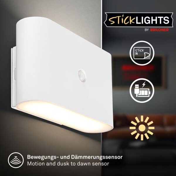 Briloner 3878016 - Aplică de perete LED reîncărcabilă cu senzor CHAT LED/3W/5V 2000 mAh albă