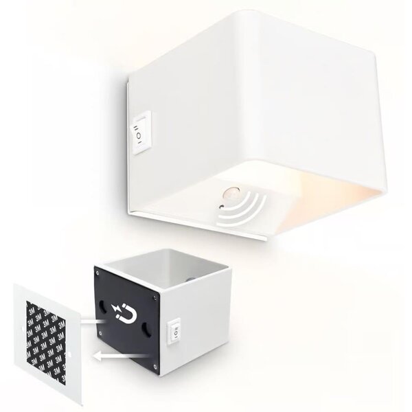 Briloner 3879016 - Lampă de perete LED reîncărcabilă BORRA cu senzor, LED/1,5W/5V 3600 mAh, alb