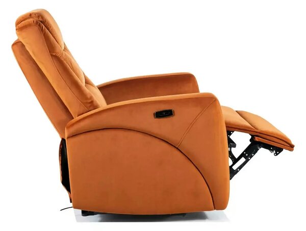 Fotoliu recliner KRONOS, stofa catifelata caramizie - Bluvel 4215, 79x
