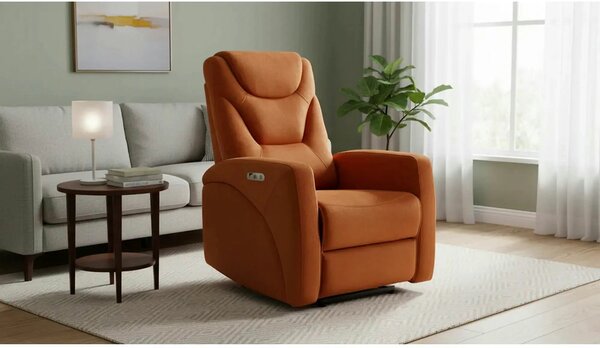 Fotoliu recliner KRONOS, stofa catifelata caramizie - Bluvel 4215, 79x