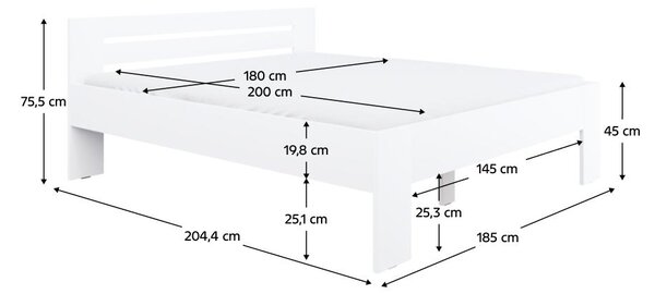 Pat matrimonial 180x200 cm Boyard (alb). 1119508