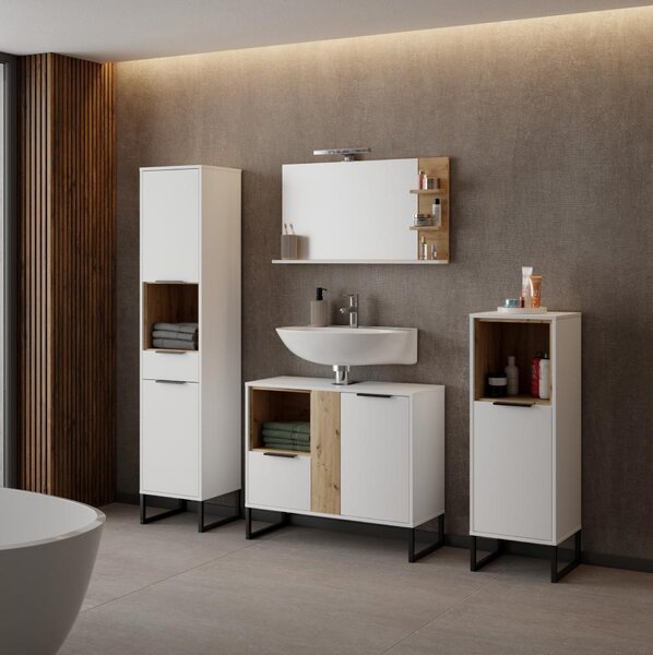 Dulap Cubin 01 (alb + stejar artisan). 1119510