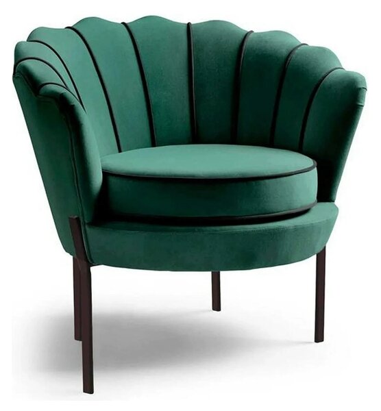Fotoliu ANGELO, verde/negru, stofa catifelata/otel, 73x73x75 cm