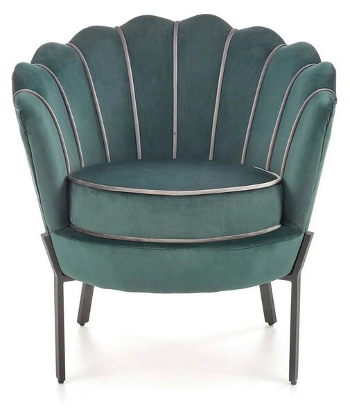 Fotoliu ANGELO, verde/negru, stofa catifelata/otel, 73x73x75 cm