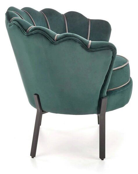 Fotoliu ANGELO, verde/negru, stofa catifelata/otel, 73x73x75 cm
