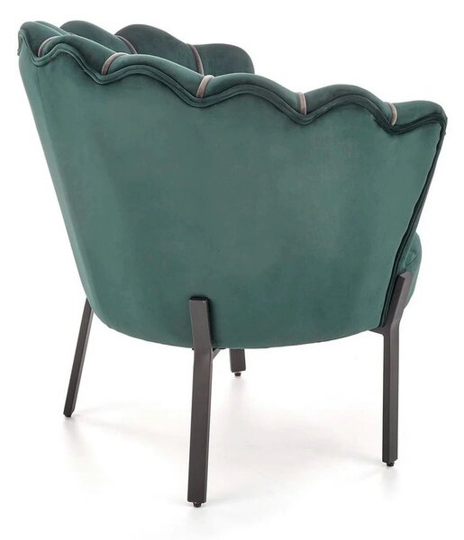 Fotoliu ANGELO, verde/negru, stofa catifelata/otel, 73x73x75 cm