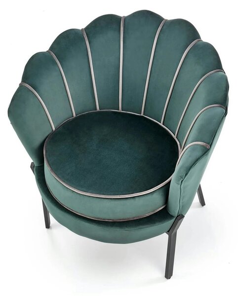 Fotoliu ANGELO, verde/negru, stofa catifelata/otel, 73x73x75 cm