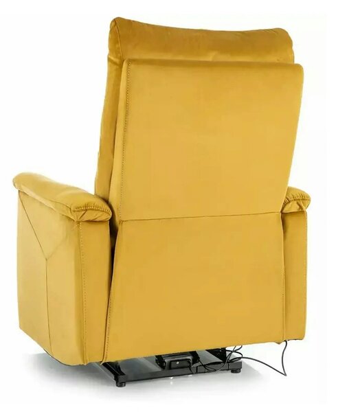 Fotoliu recliner NEPTUN, galben, stofa catifelata/metal, 76x94/160x96