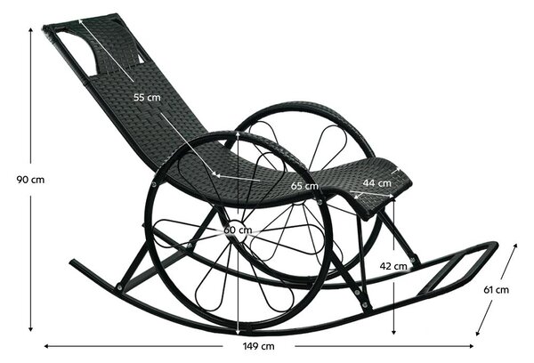 Fotoliu balansoar Rokefeler (ratan + negru). 1119536