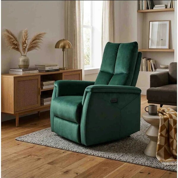 Fotoliu recliner NEPTUN, verde, stofa catifelata/metal, 76x74/160x96 c