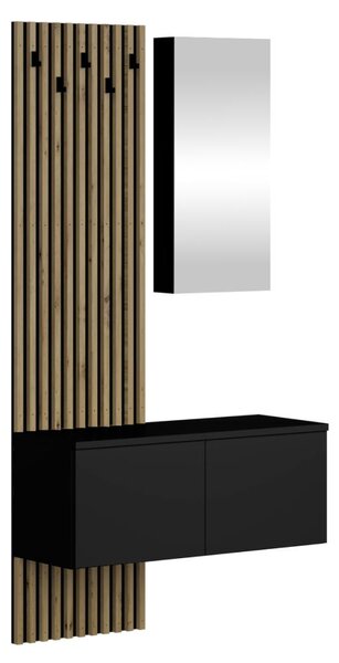 Set mobilier hol Reboka (negru + stejar artisan). 1119533
