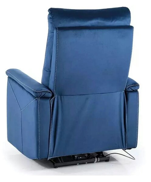 Fotoliu recliner NEPTUN, albastru inchis, stofa catifelata/metal, 76x9