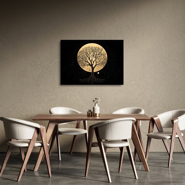 Tablou pe sticlă – Arbore în lună plină aurie I. (70x50 cm)